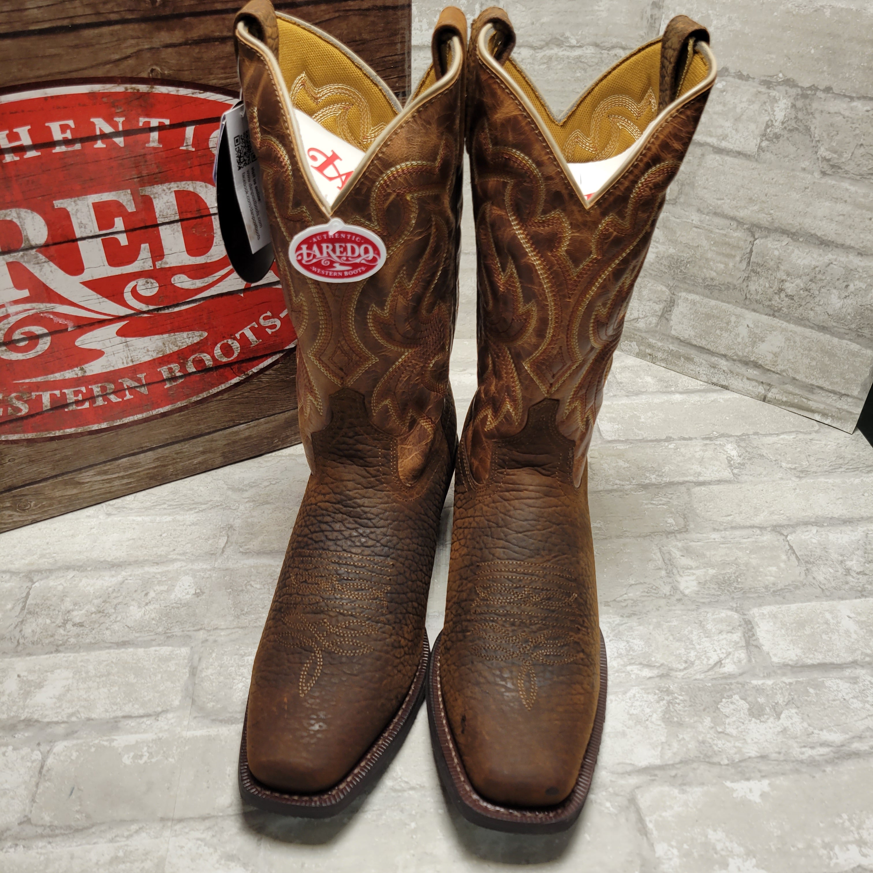 Laredo Men's Mckinney Western Boots - Square Toe, Brown 9D (8109855211758)